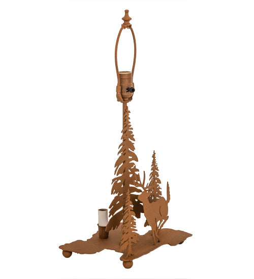 Meyda Lighting Lone Deer 22" 2-Light Earth Table Lamp With Beige Art Shade Glass