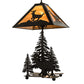 Meyda Lighting Lone Deer 22" 2-Light Textured Black Table Lamp With Ambra Siena Idalight Shade