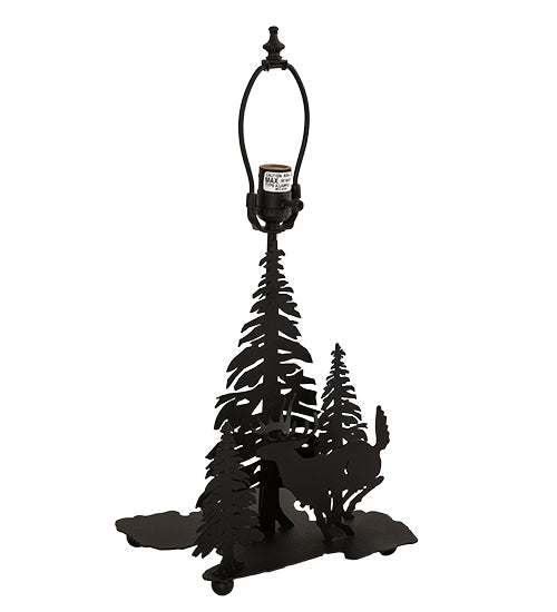 Meyda Lighting Lone Deer 22" 2-Light Textured Black Table Lamp With Ambra Siena Idalight Shade