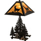 Meyda Lighting Lone Deer 22" 2-Light Textured Black Table Lamp With Ambra Siena Idalight Shade