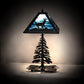 Meyda Lighting Lone Deer 22" Textured Black Table Lamp With Blue Green Art Shade Glass
