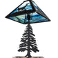 Meyda Lighting Lone Deer 22" Textured Black Table Lamp With Blue Green Art Shade Glass