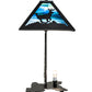 Meyda Lighting Lone Deer 22" Textured Black Table Lamp With Blue Green Art Shade Glass