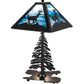 Meyda Lighting Lone Deer 22" Textured Black Table Lamp With Blue Green Art Shade Glass