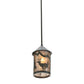 Meyda Lighting Lone Deer 6" Timeless Bronze Lantern Mini Pendant Light With Silver Mica Shade Glass
