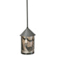 Meyda Lighting Lone Deer 6" Timeless Bronze Lantern Mini Pendant Light With Silver Mica Shade Glass