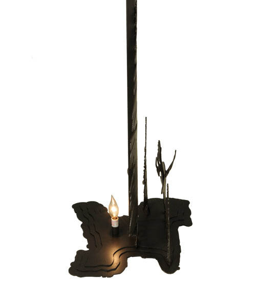 Meyda Lighting Lone Deer 72" 2-Light Timeless Bronze Floor Lamp With Amber Mica Shade Glass