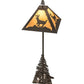 Meyda Lighting Lone Deer 77" 2-Light Timeless Bronze Floor Lamp With Beige Art Shade Glass