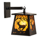 Meyda Lighting Lone Deer 8" Mirror Black Hanging Wall Sconce With Amber Mica Shade Glass