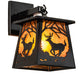 Meyda Lighting Lone Deer 8" Mirror Black Hanging Wall Sconce With Amber Mica Shade Glass