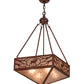 Meyda Lighting Lone Elk 26" 4-Light Rust Inverted Pendant Light With Silver Mica Shade Glass