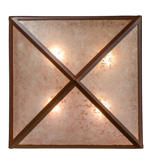 Meyda Lighting Lone Elk 26" 4-Light Rust Inverted Pendant Light With Silver Mica Shade Glass
