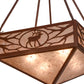 Meyda Lighting Lone Elk 26" 4-Light Rust Inverted Pendant Light With Silver Mica Shade Glass