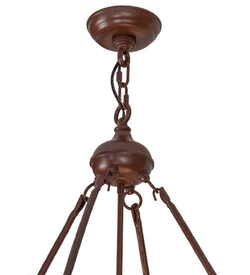Meyda Lighting Lone Elk 26" 4-Light Rust Inverted Pendant Light With Silver Mica Shade Glass