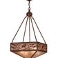 Meyda Lighting Lone Elk 26" 4-Light Rust Inverted Pendant Light With Silver Mica Shade Glass