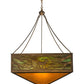 Meyda Lighting Lone Elk 51" 6-Light Antique Copper Inverted Pendant Light With Amber Mica & Greenish Brown Art Shade Glass