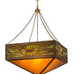 Meyda Lighting Lone Elk 51" 6-Light Antique Copper Inverted Pendant Light With Amber Mica & Greenish Brown Art Shade Glass