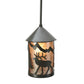 Meyda Lighting Lone Elk 6" Timeless Bronze Lantern Mini Pendant Light With Silver Mica Shade Glass