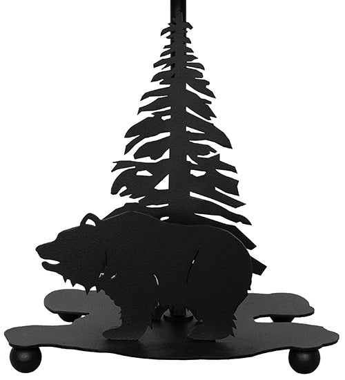 Meyda Lighting Lone Grizzly Bear 15" Textured Black Accent Table Lamp With Green Shade Glass
