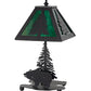 Meyda Lighting Lone Grizzly Bear 15" Textured Black Accent Table Lamp With Green Shade Glass