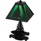 Meyda Lighting Lone Grizzly Bear 15" Textured Black Accent Table Lamp With Green Shade Glass