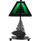 Meyda Lighting Lone Grizzly Bear 15" Textured Black Accent Table Lamp With Green Shade Glass