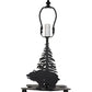 Meyda Lighting Lone Grizzly Bear 15" Textured Black Accent Table Lamp With Green Shade Glass