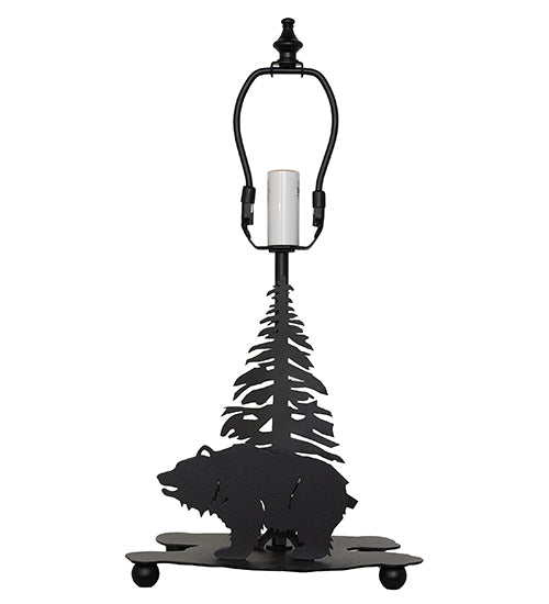 Meyda Lighting Lone Grizzly Bear 15" Textured Black Accent Table Lamp With Green Shade Glass