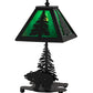 Meyda Lighting Lone Grizzly Bear 15" Textured Black Accent Table Lamp With Green Shade Glass