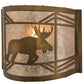 Meyda Lighting Lone Moose 11" Antique Copper Wall Sconce With Silver Mica Shade Glass