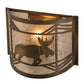 Meyda Lighting Lone Moose 11" Antique Copper Wall Sconce With Silver Mica Shade Glass