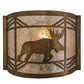 Meyda Lighting Lone Moose 11" Antique Copper Wall Sconce With Silver Mica Shade Glass