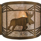 Meyda Lighting Lone Moose 11" Antique Copper Wall Sconce With Silver Mica Shade Glass