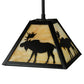 Meyda Lighting Lone Moose 12" Textured Black Mini Pendant Light With Beige Art Shade Glass