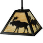 Meyda Lighting Lone Moose 12" Textured Black Mini Pendant Light With Beige Art Shade Glass