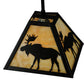 Meyda Lighting Lone Moose 12" Textured Black Mini Pendant Light With Beige Art Shade Glass