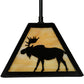 Meyda Lighting Lone Moose 12" Textured Black Mini Pendant Light With Beige Art Shade Glass