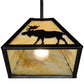Meyda Lighting Lone Moose 12" Textured Black Mini Pendant Light With Beige Art Shade Glass