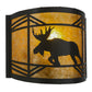 Meyda Lighting Lone Moose 12" Timeless Bronze Wall Sconce With Amber Mica Shade Glass