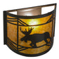 Meyda Lighting Lone Moose 12" Timeless Bronze Wall Sconce With Amber Mica Shade Glass