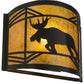 Meyda Lighting Lone Moose 12" Timeless Bronze Wall Sconce With Amber Mica Shade Glass