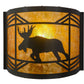 Meyda Lighting Lone Moose 12" Timeless Bronze Wall Sconce With Amber Mica Shade Glass