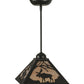 Meyda Lighting Lone Moose 14" Textured Black Mini Pendant Light With Silver Mica Shade Glass