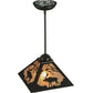 Meyda Lighting Lone Moose 14" Textured Black Mini Pendant Light With Silver Mica Shade Glass