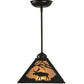 Meyda Lighting Lone Moose 14" Textured Black Mini Pendant Light With Silver Mica Shade Glass