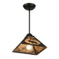 Meyda Lighting Lone Moose 14" Textured Black Mini Pendant Light With Silver Mica Shade Glass