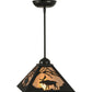 Meyda Lighting Lone Moose 14" Textured Black Mini Pendant Light With Silver Mica Shade Glass