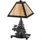 Meyda Lighting Lone Moose 16" Textured Black Accent Table Lamp With Beige Art Shade Glass