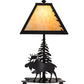 Meyda Lighting Lone Moose 16" Textured Black Accent Table Lamp With Beige Art Shade Glass