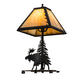 Meyda Lighting Lone Moose 16" Textured Black Accent Table Lamp With Beige Art Shade Glass